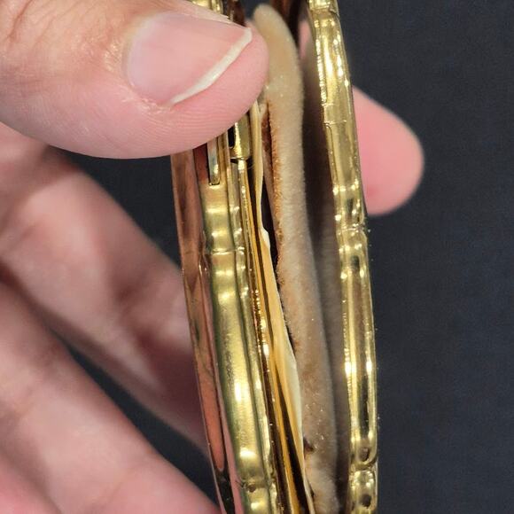 Vtg 50s Stratton Powder Compact Mirror Marbled Jade Green Gold Tone Made England - Picture 16 of 16